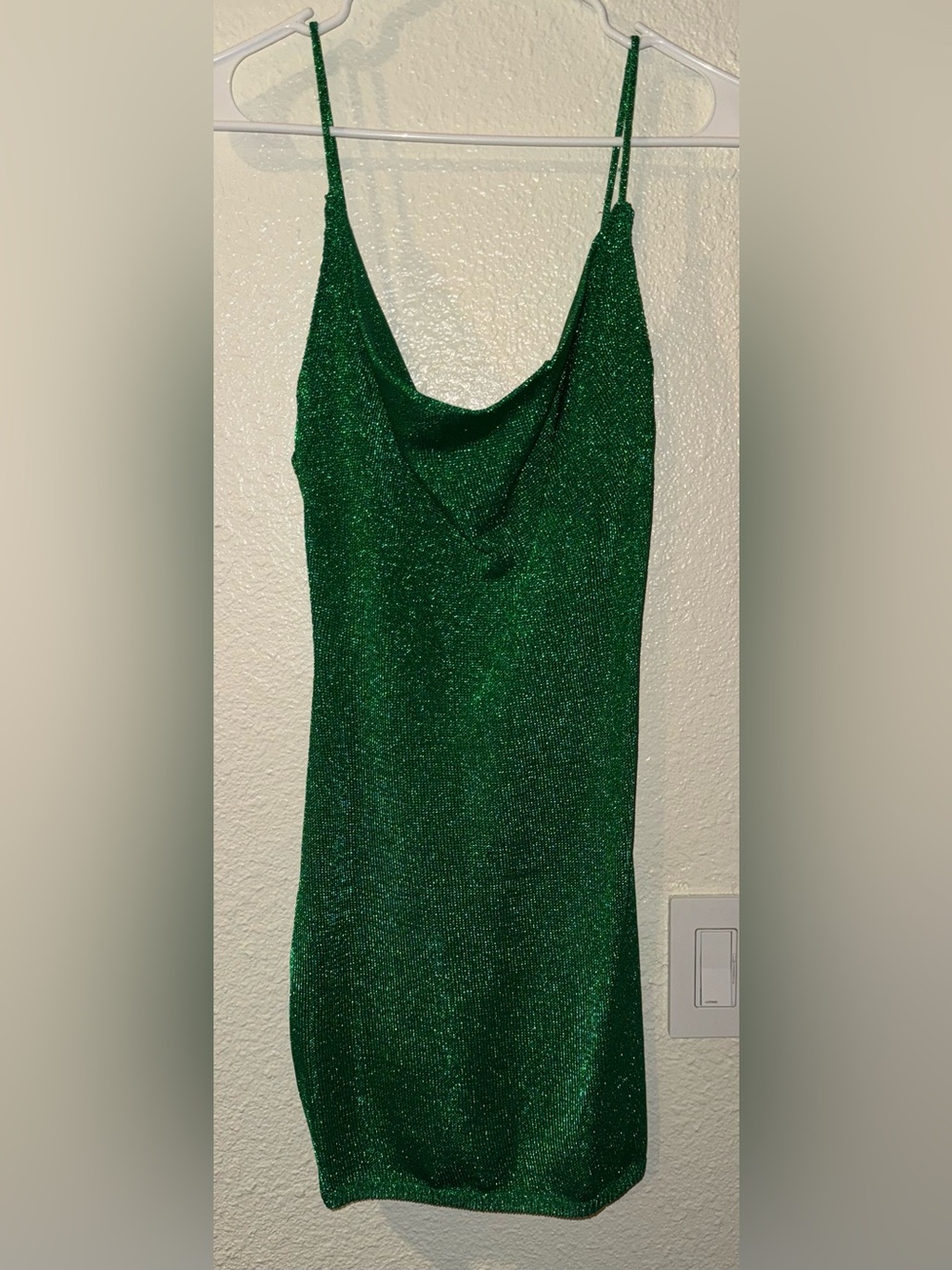 NWT Bardot Emerald Shimmer Cowl Mini Dress